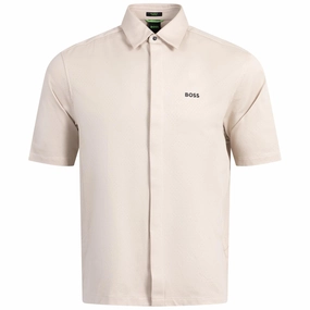 Mesh Heritage Shirt Open Beige Boss men's fashion and office attire