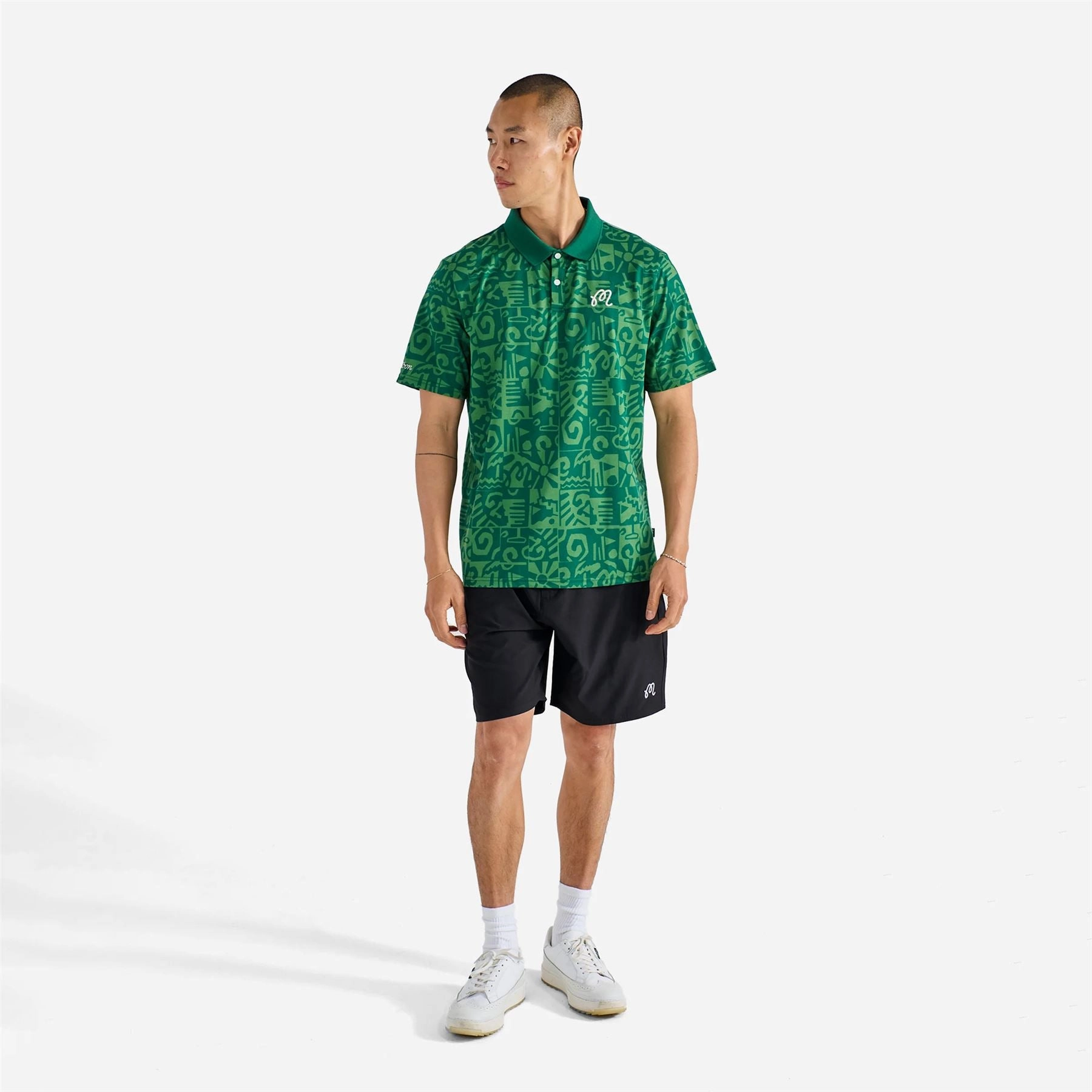 Mezzo Performace Pique Printed Polo Kelly Green Malbon Men's Golf Lifestyle Wear