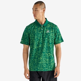 Mezzo Performace Pique Printed Polo Kelly Green Malbon mens golf lifestyle wear