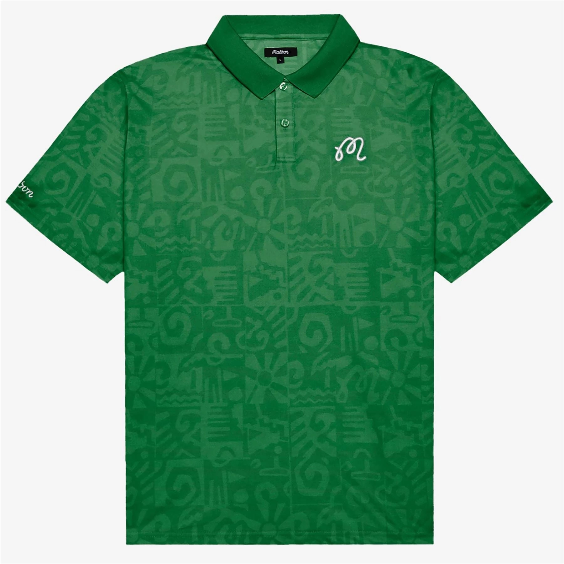 Mezzo Performace Pique Printed Polo Kelly Green Malbon Men's Golf Lifestyle Wear