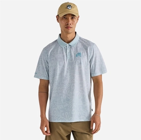 Mezzo Performace Pique Printed Polo Silver Malbon mens golf lifestyle wear