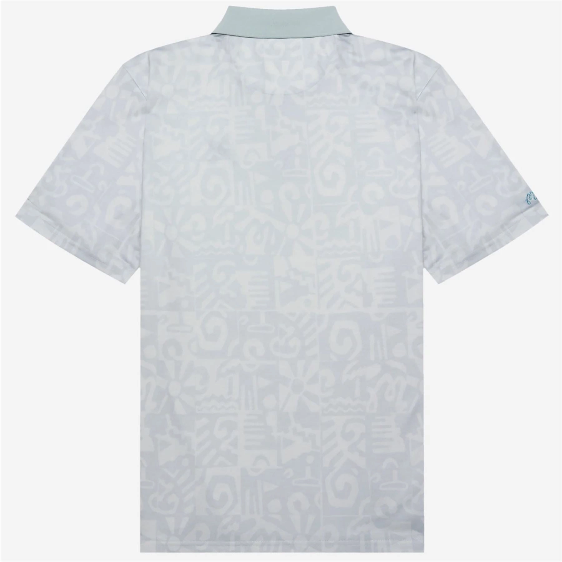Mezzo Performace Pique Printed Polo Silver Malbon Men's Golf Lifestyle Wear