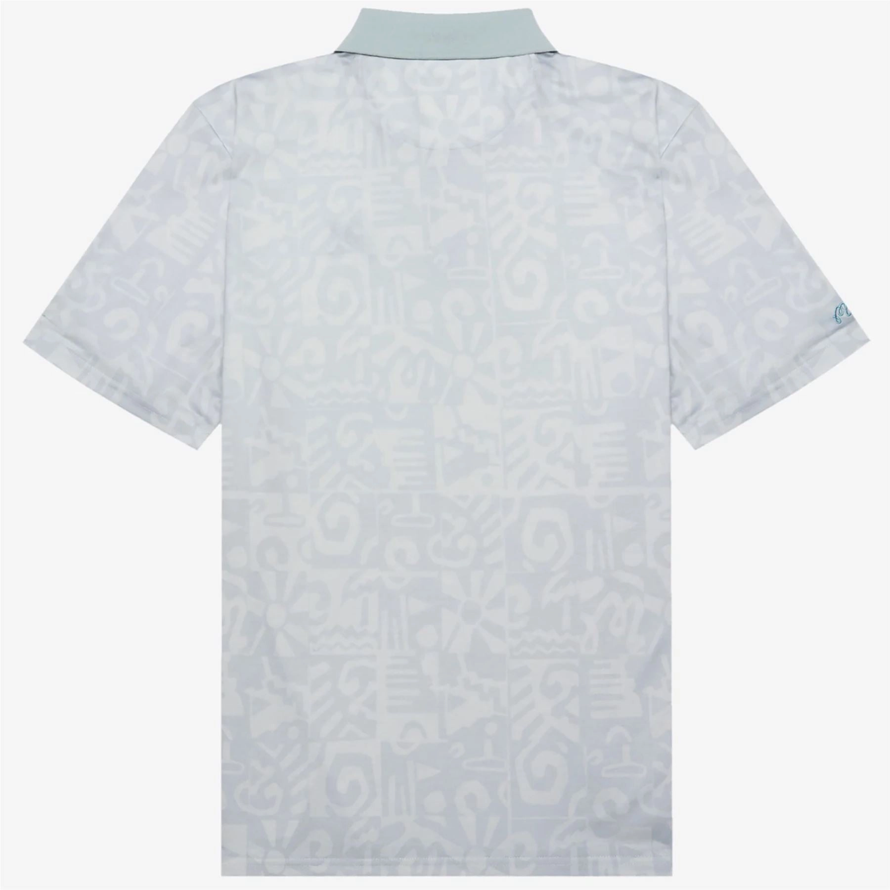 Mezzo Performace Pique Printed Polo Silver Malbon Men's Golf Lifestyle Wear