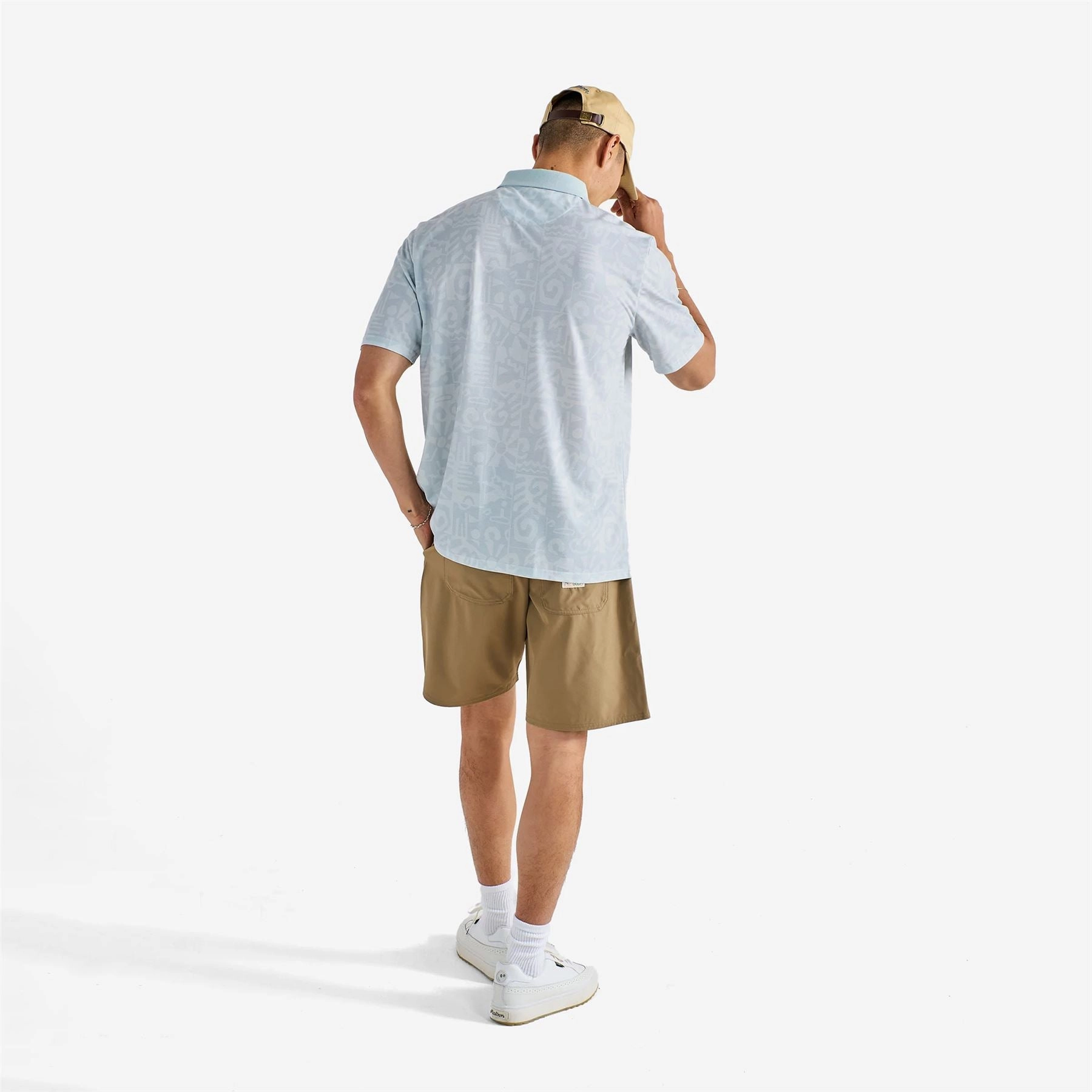 Mezzo Performace Pique Printed Polo Silver Malbon Men's Golf Lifestyle Wear