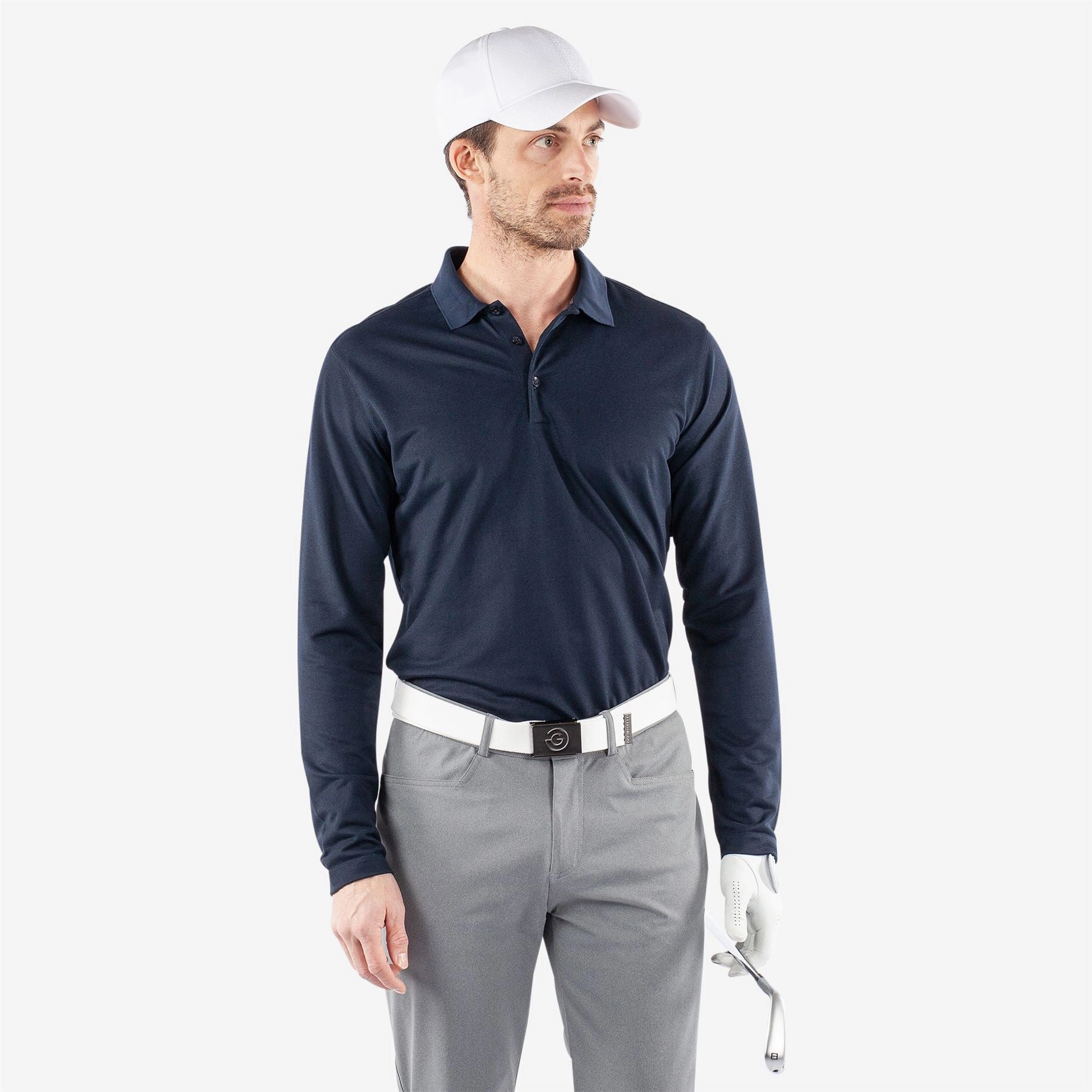Michael VENTIL8  LS Polo Navy Galvin Green Men's Apparel