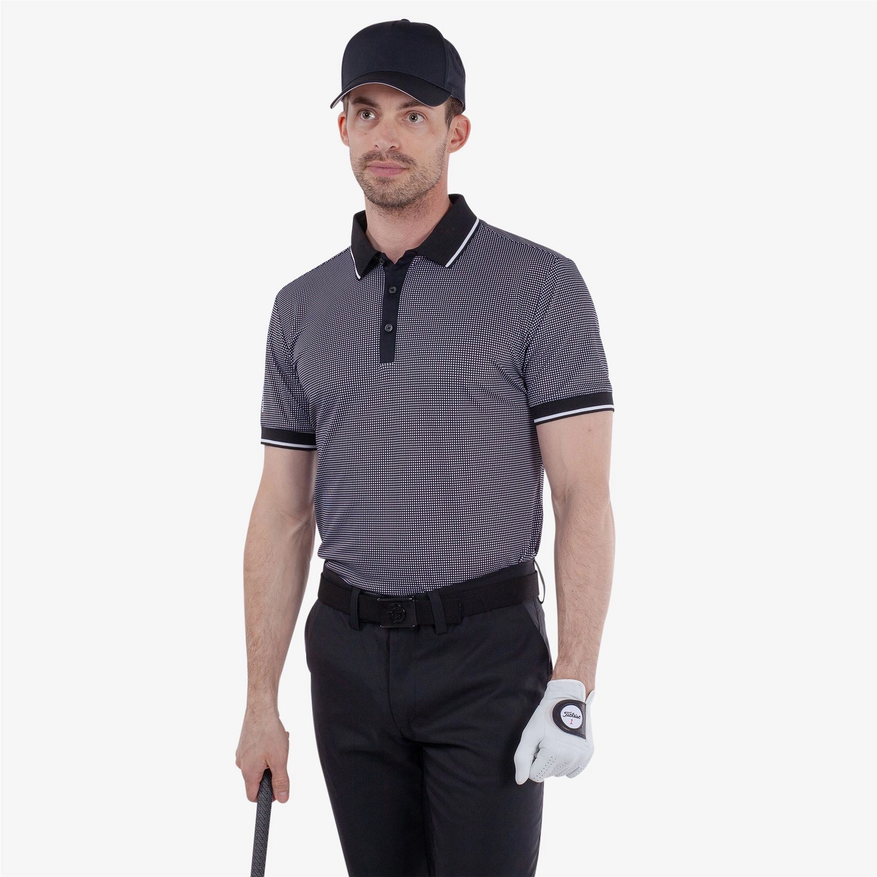 Miller Ventil8  Polo Black/White Galvin Green men's golf outerwear