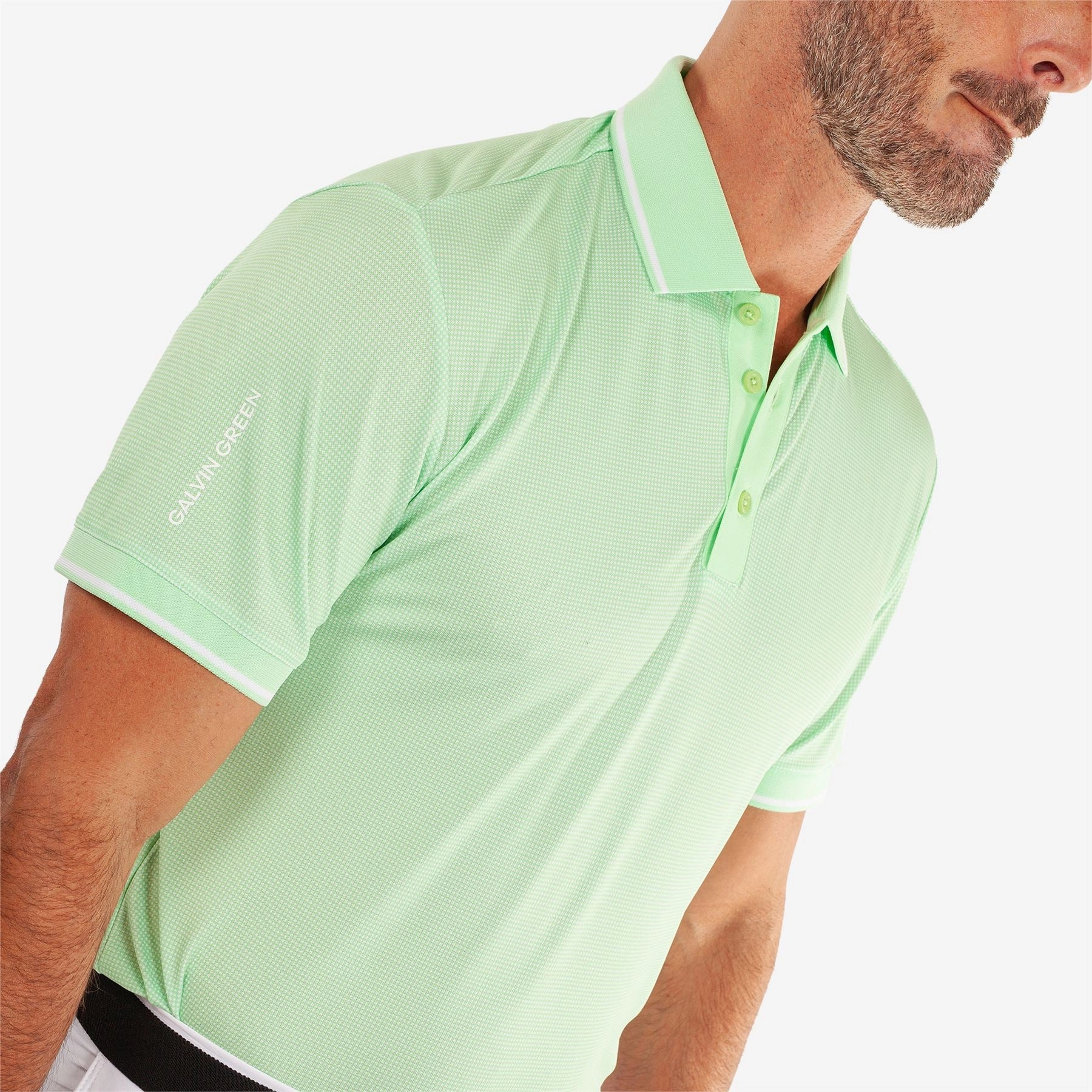 Miller VENTIL8  Polo White/Fresh Green Galvin Green Men's Apparel