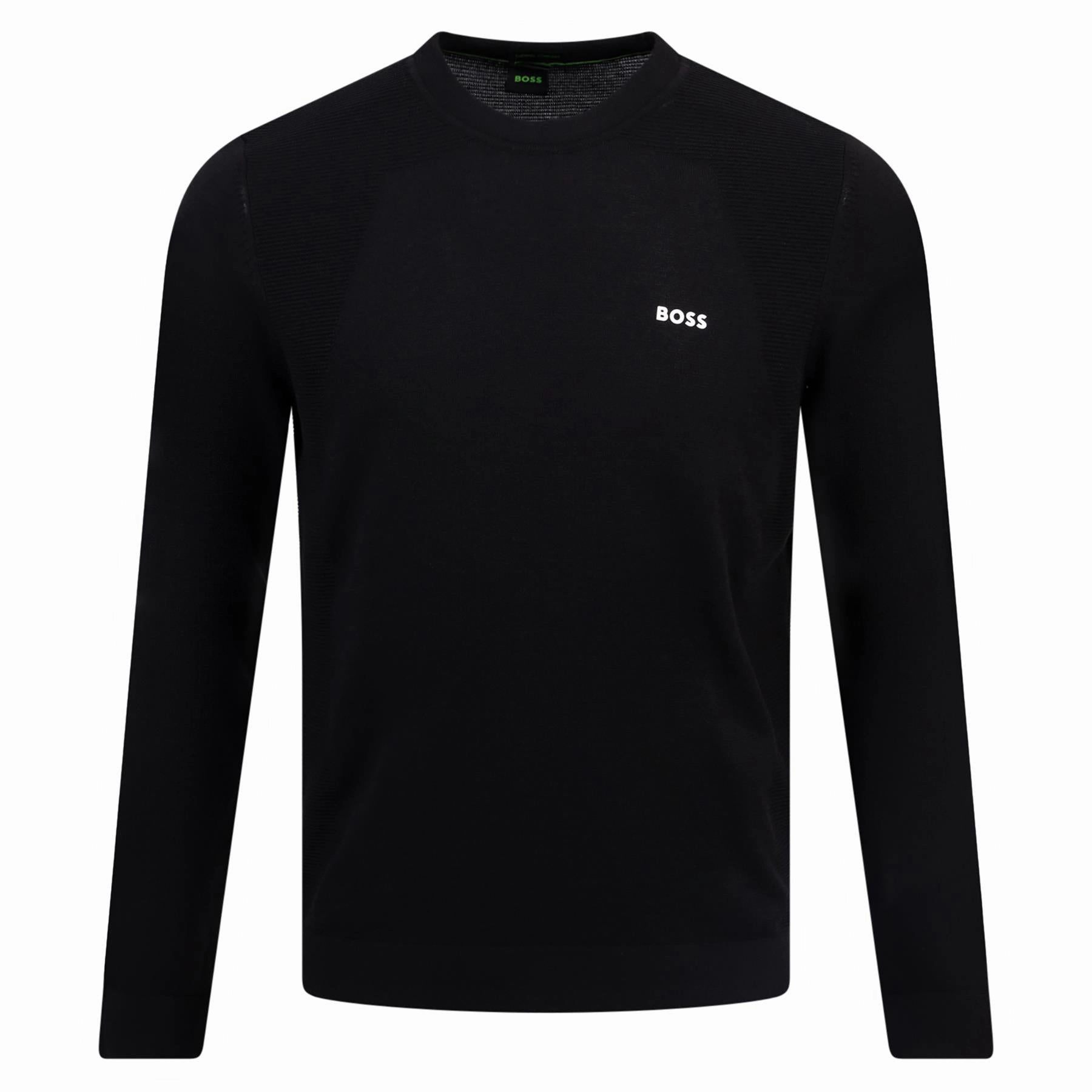 Momentum Crew Neck Sweatshirt Black Boss men's fashion and office attire