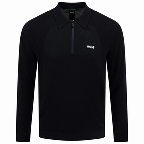 Momentum Lite LS Polo Dark Blue Boss men's fashion and office attire