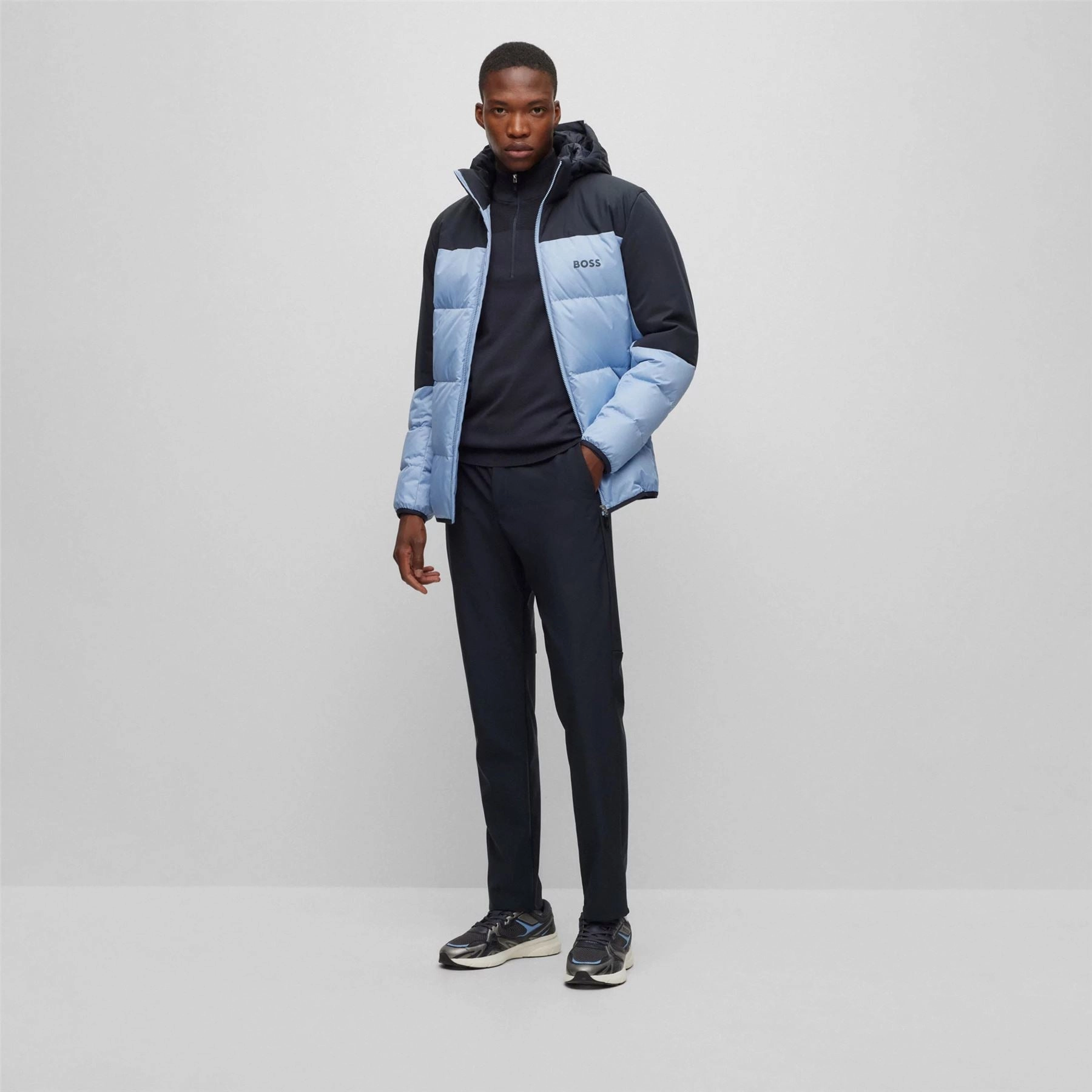 Momentum Quarter Zip Mid Layer Dark Blue Boss Men's Fashion