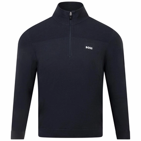 Momentum Quarter Zip Mid Layer Dark Blue Boss men's fashion and office attire