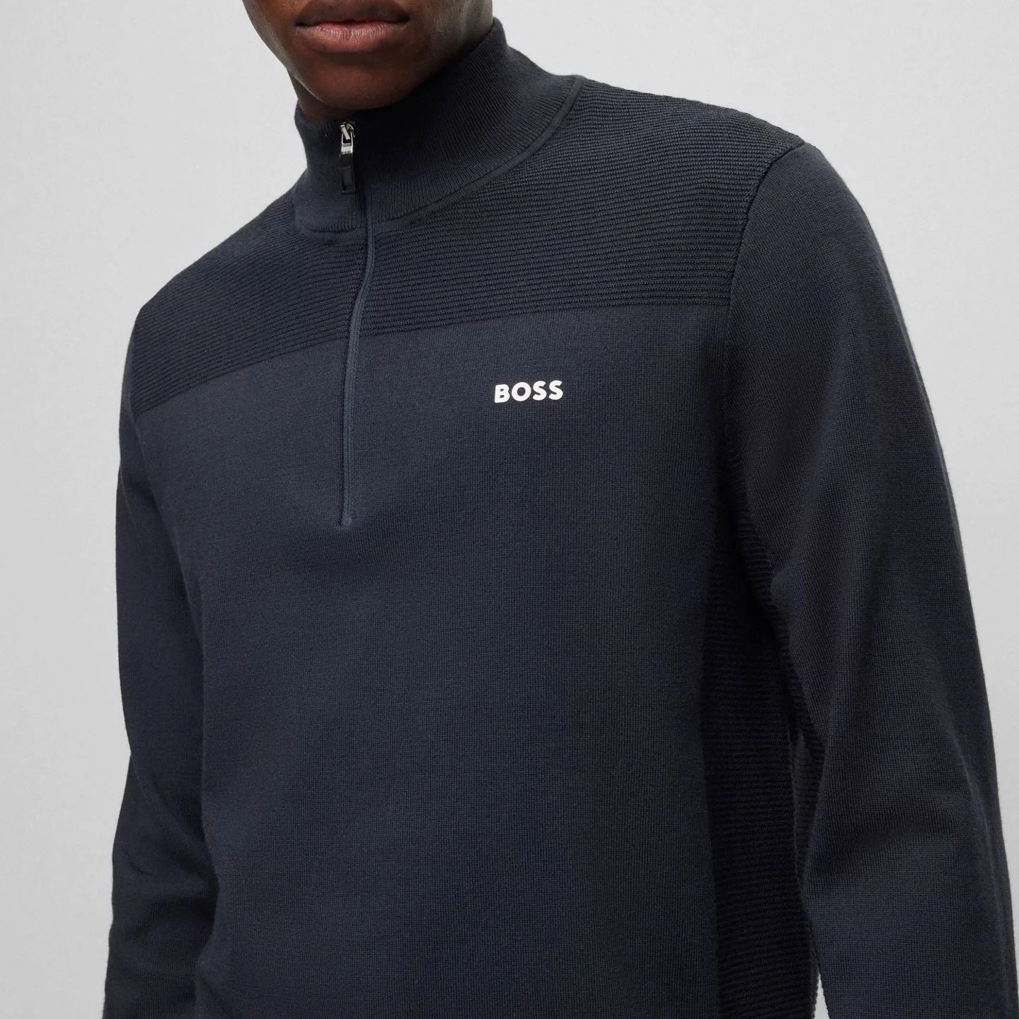 Momentum Quarter Zip Mid Layer Dark Blue Boss Men's Fashion