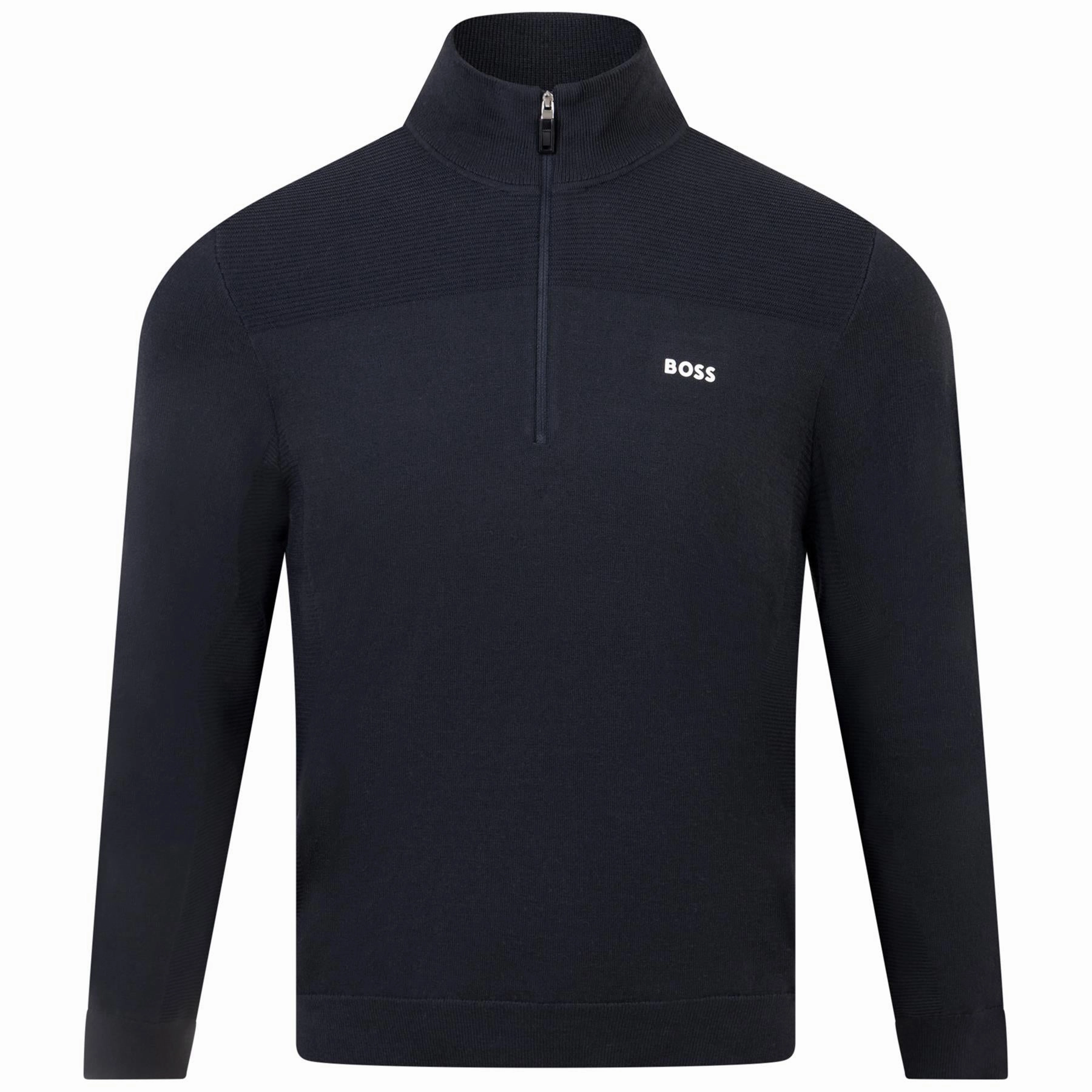 Momentum Quarter Zip Mid Layer Dark Blue Boss men's fashion and office attire