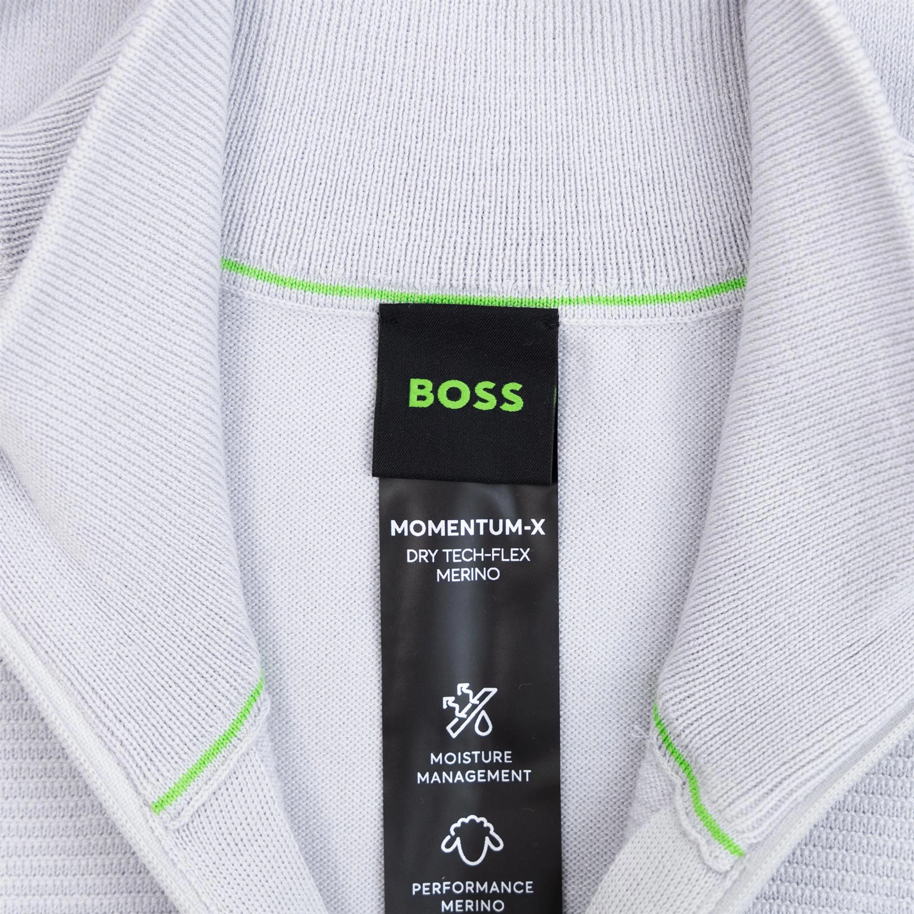 Momentum Quarter Zip Mid Layer Light Grey Boss Men's Fashion
