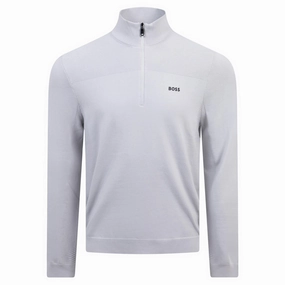 Momentum Quarter Zip Mid Layer Light Grey Boss men's fashion and office attire