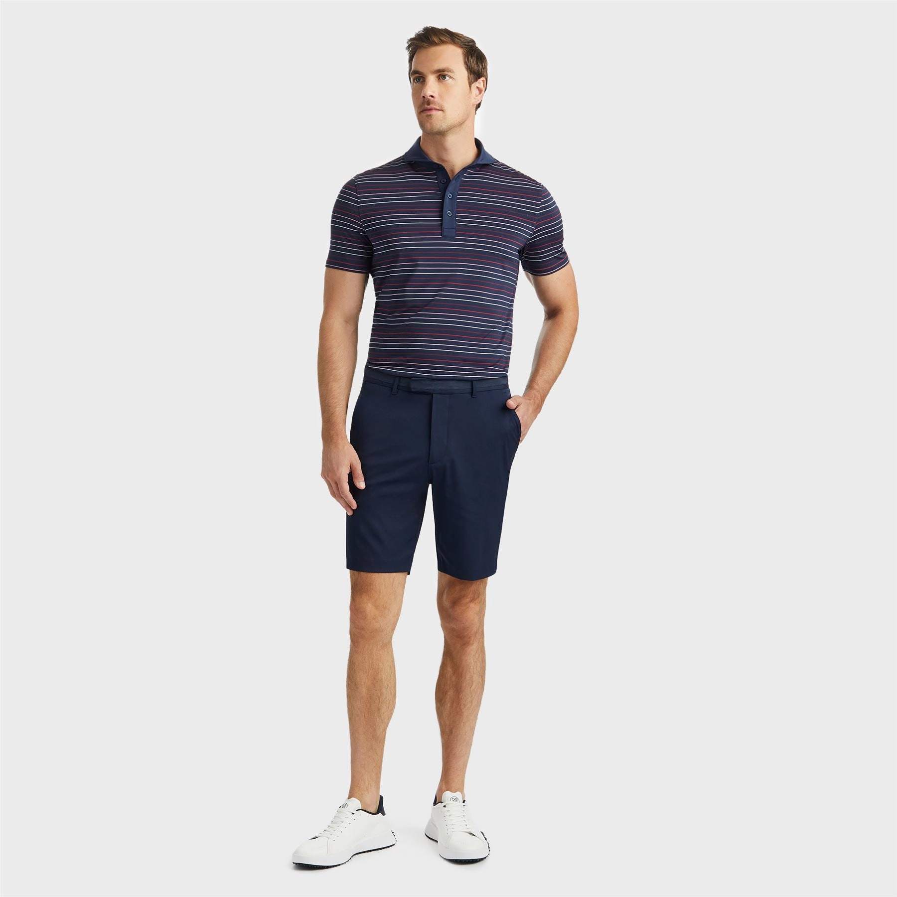 Multi Stripe Tech Jersey Polo Twilight Navy G/Fore Men's Fashion