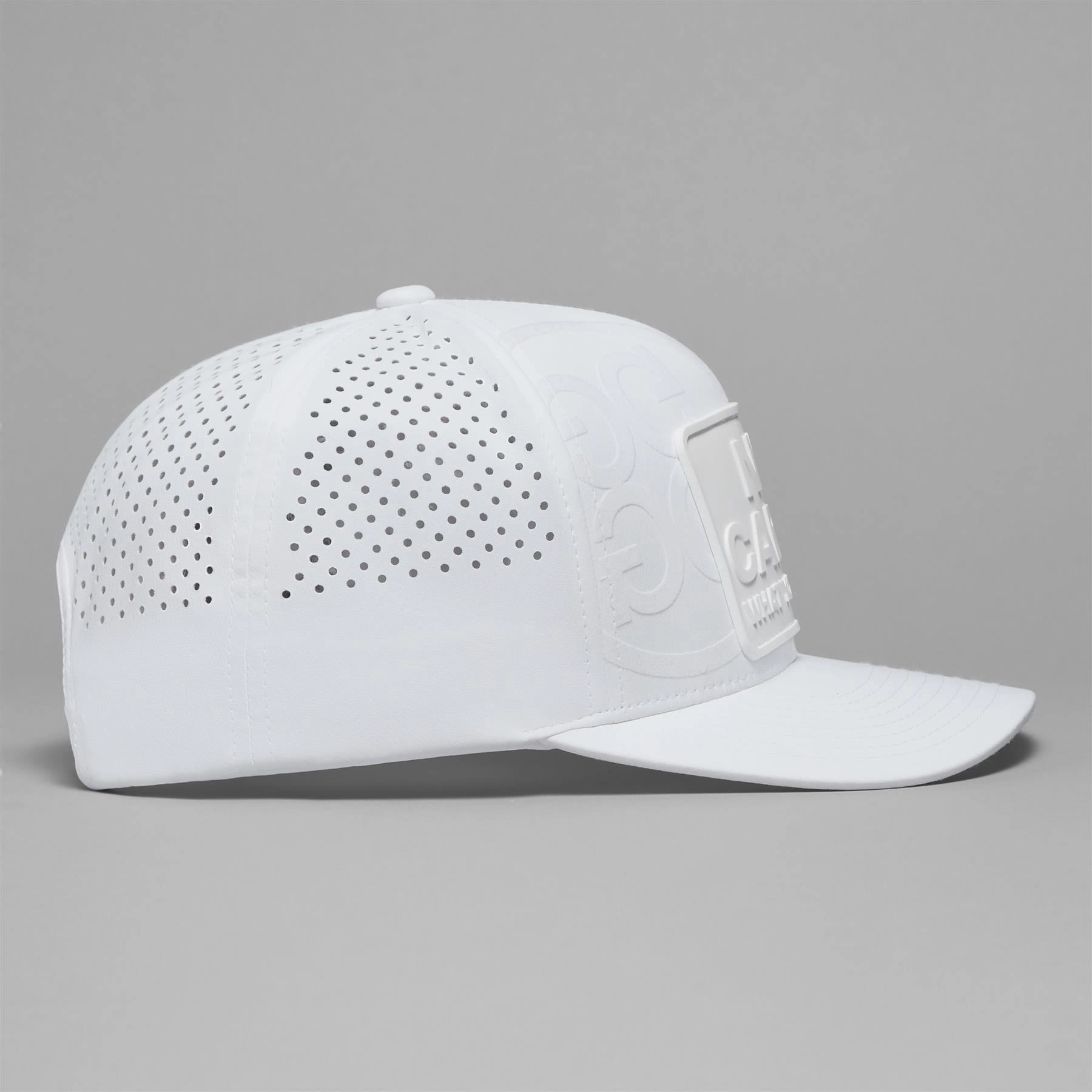 N1 Cares Patch Perforated Delta Snapback Hat Snow G/Fore Men's Fashion