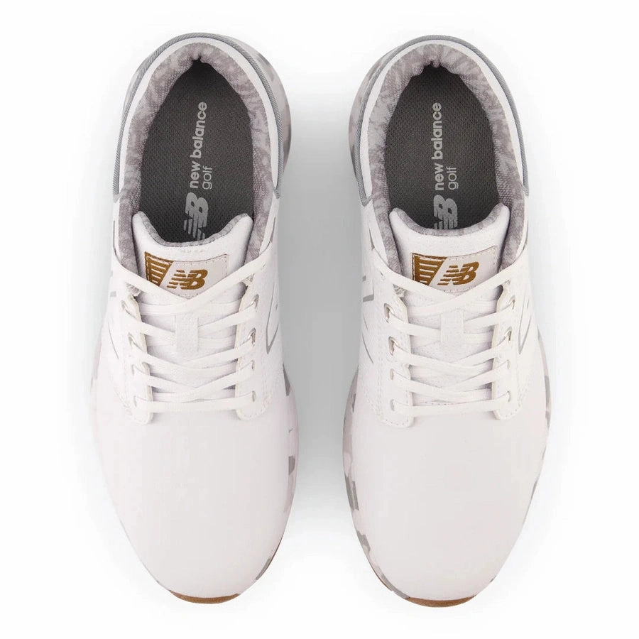 New Balance Brighton Spiked Golf Shoes - White/Brown Classic Men's Spiked Golf Shoes