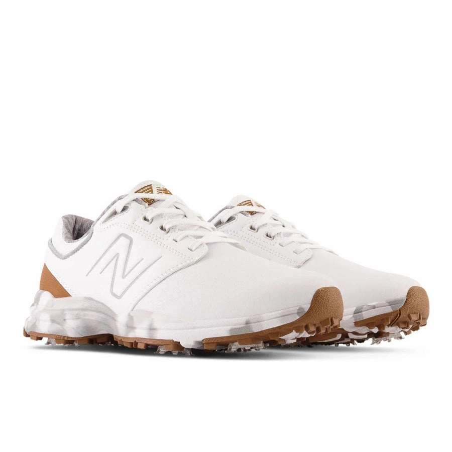 New Balance Brighton Spiked Golf Shoes - White/Brown Classic Men's Spiked Golf Shoes