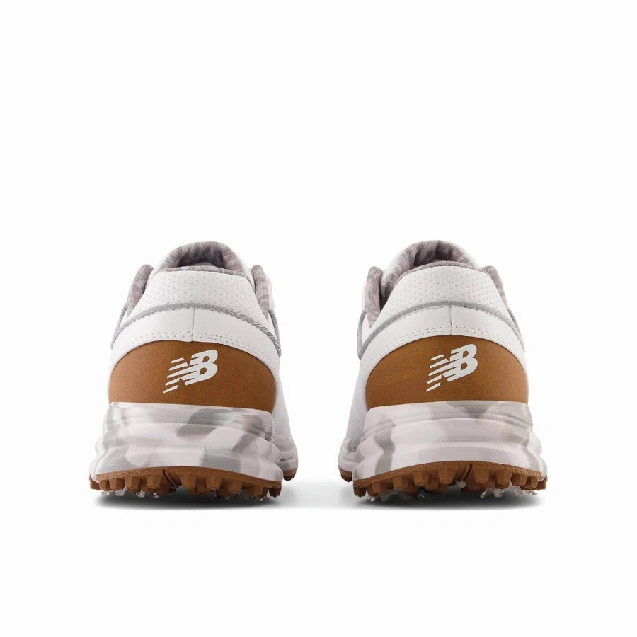 New Balance Brighton Spiked Golf Shoes - White/Brown Classic Men's Spiked Golf Shoes