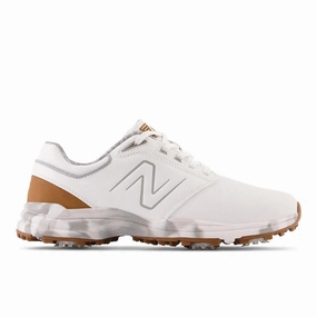 New Balance Brighton Spiked Golf Shoes - White/Brown Classic men's spiked golf shoes