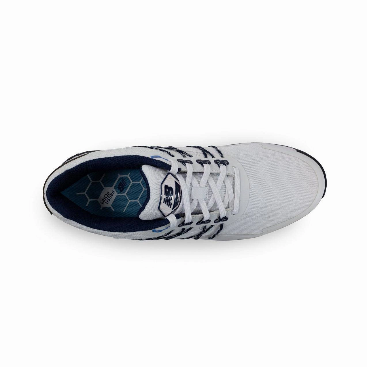 New Balance Mens Fresh Foam Pace SL Golf Shoe - WHITE / NAVY / BLUE Men's Durable Golf Shoes