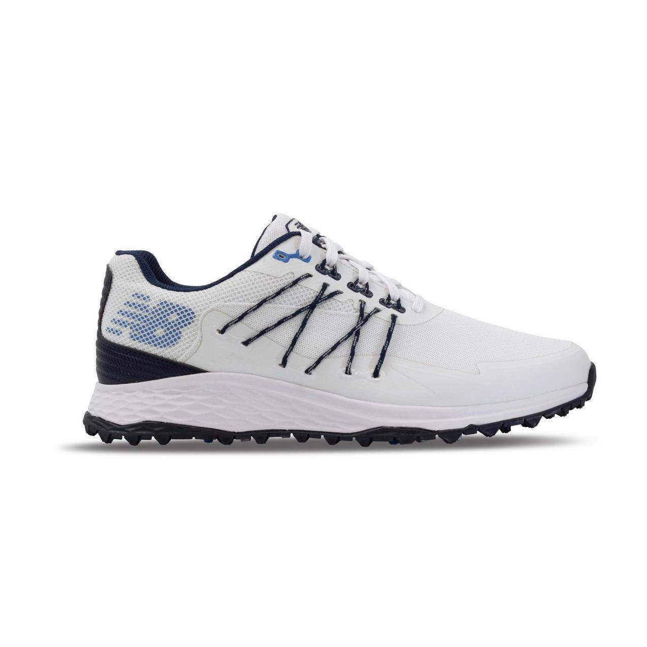 New Balance Mens Fresh Foam Pace SL Golf Shoe - WHITE / NAVY / BLUE Mens durable golf shoe collection