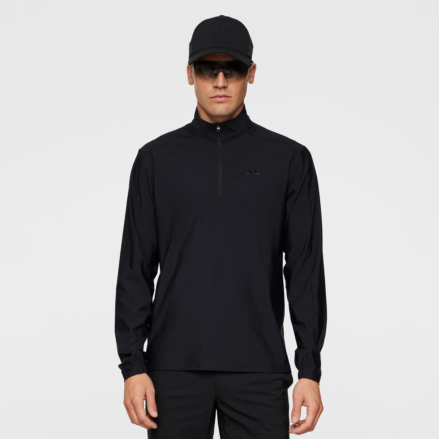 Ollie Tech Quarter Zip Mid Layer Black Premium J.Lindeberg menswear