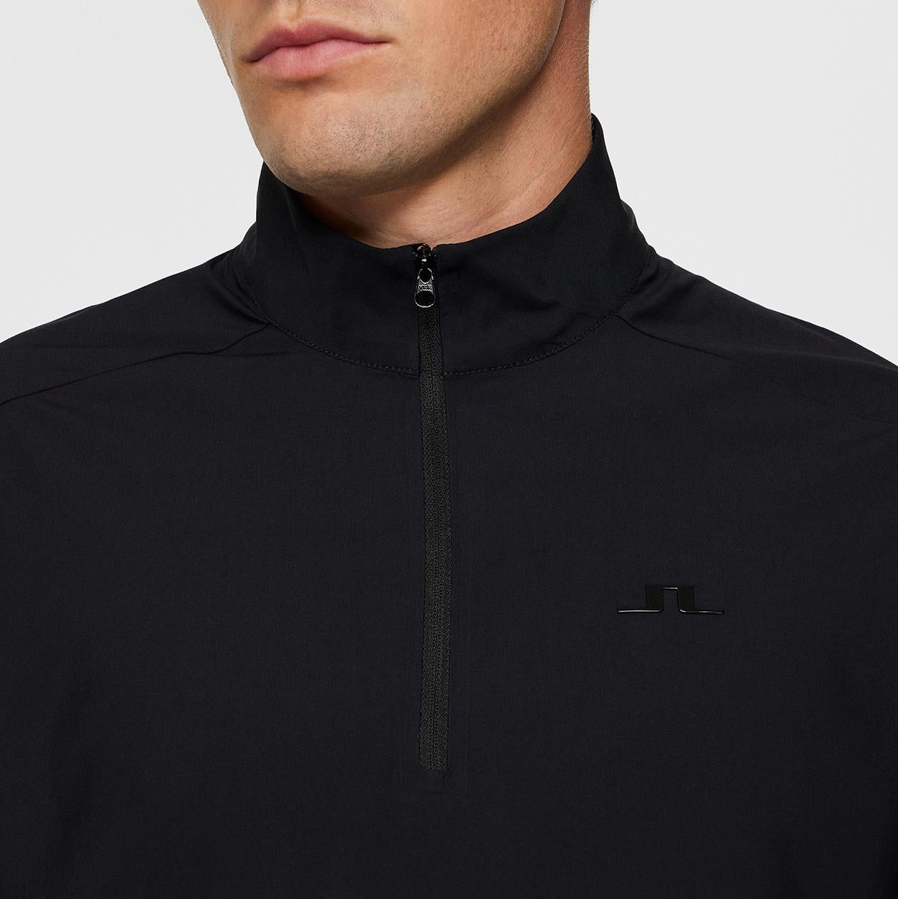 Ollie Tech Quarter Zip Mid Layer Black J.Lindeberg Golfwear for Men