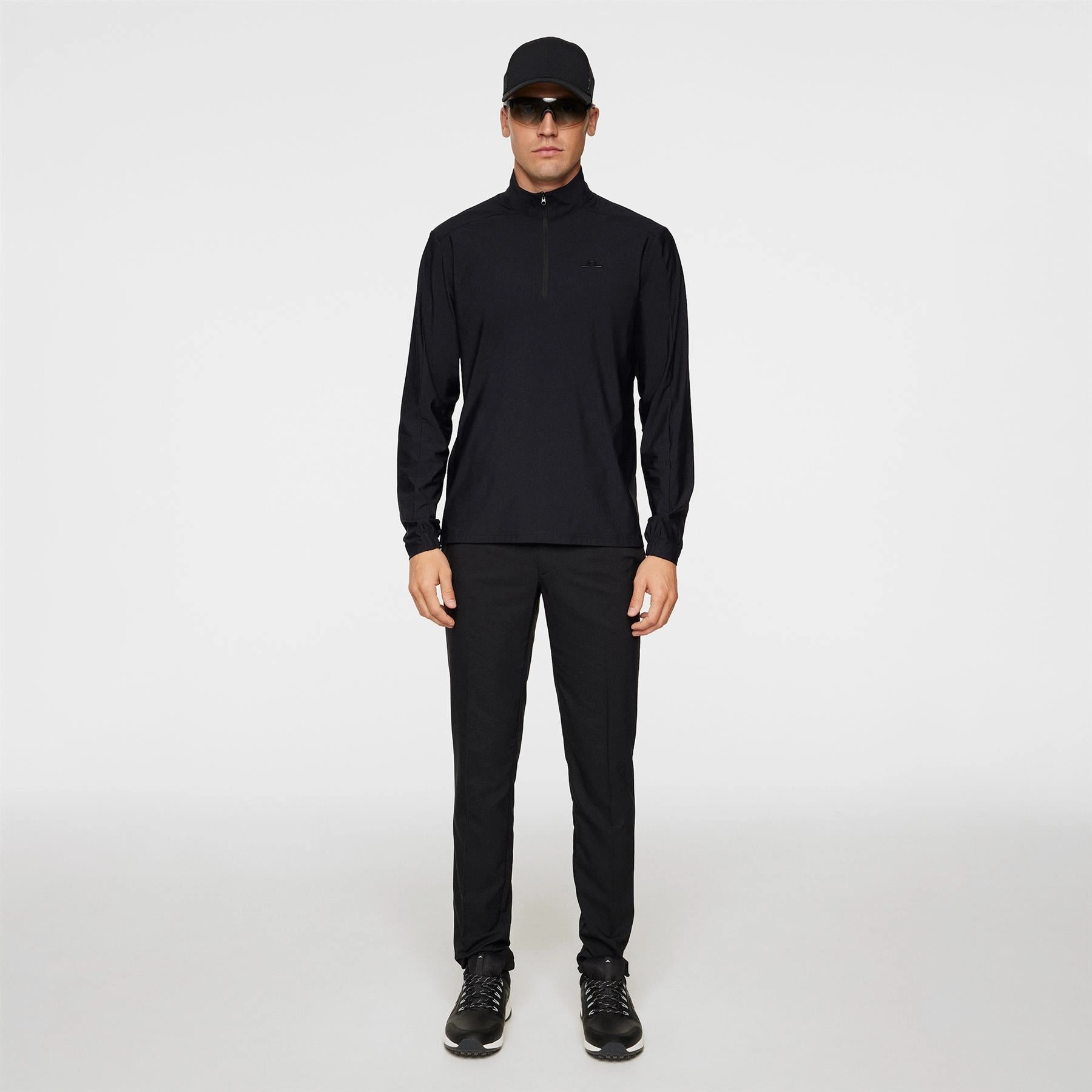 Ollie Tech Quarter Zip Mid Layer Black J.Lindeberg Golfwear for Men