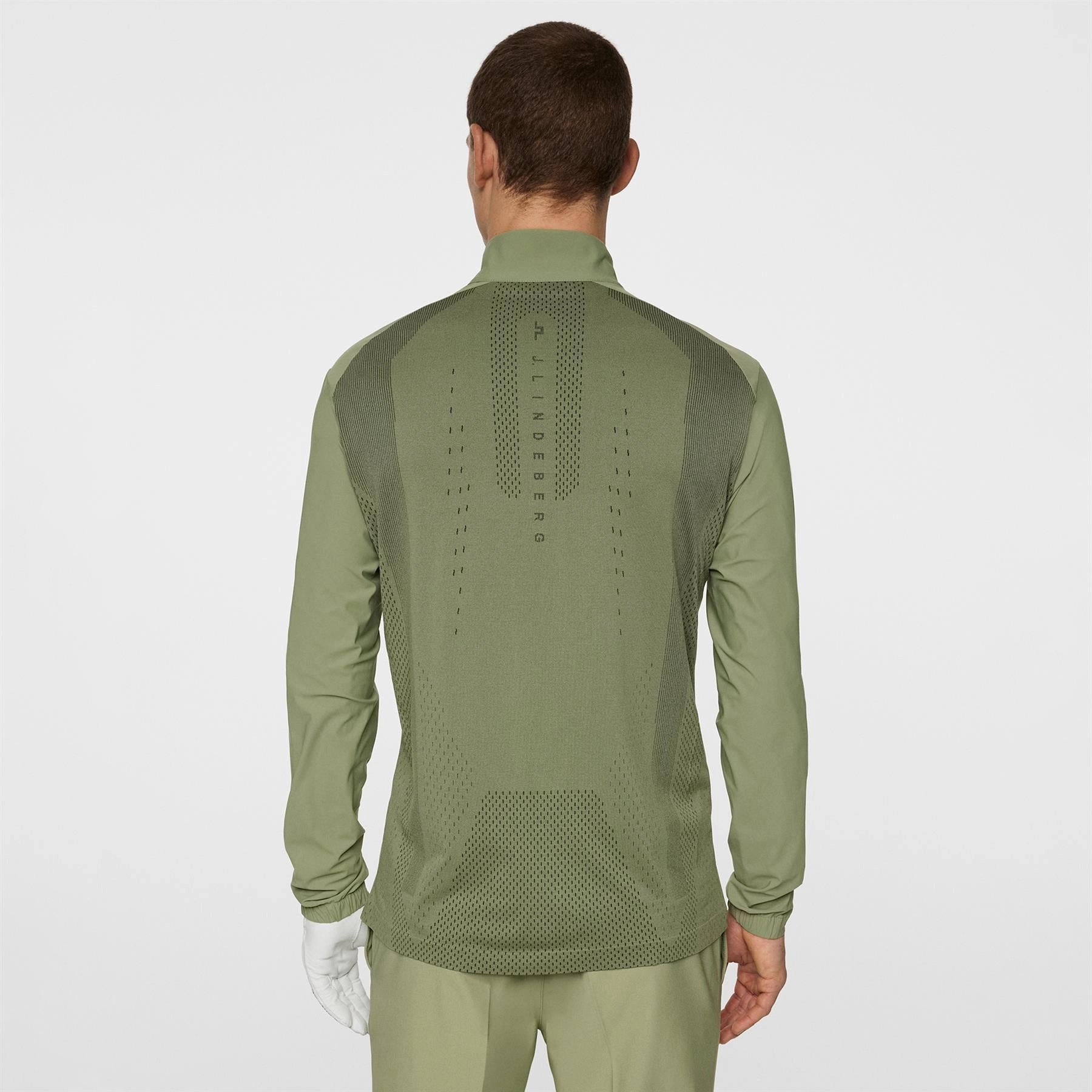 Ollie Tech Quarter Zip Mid Layer Oil Green J.Lindeberg Golfwear for Men