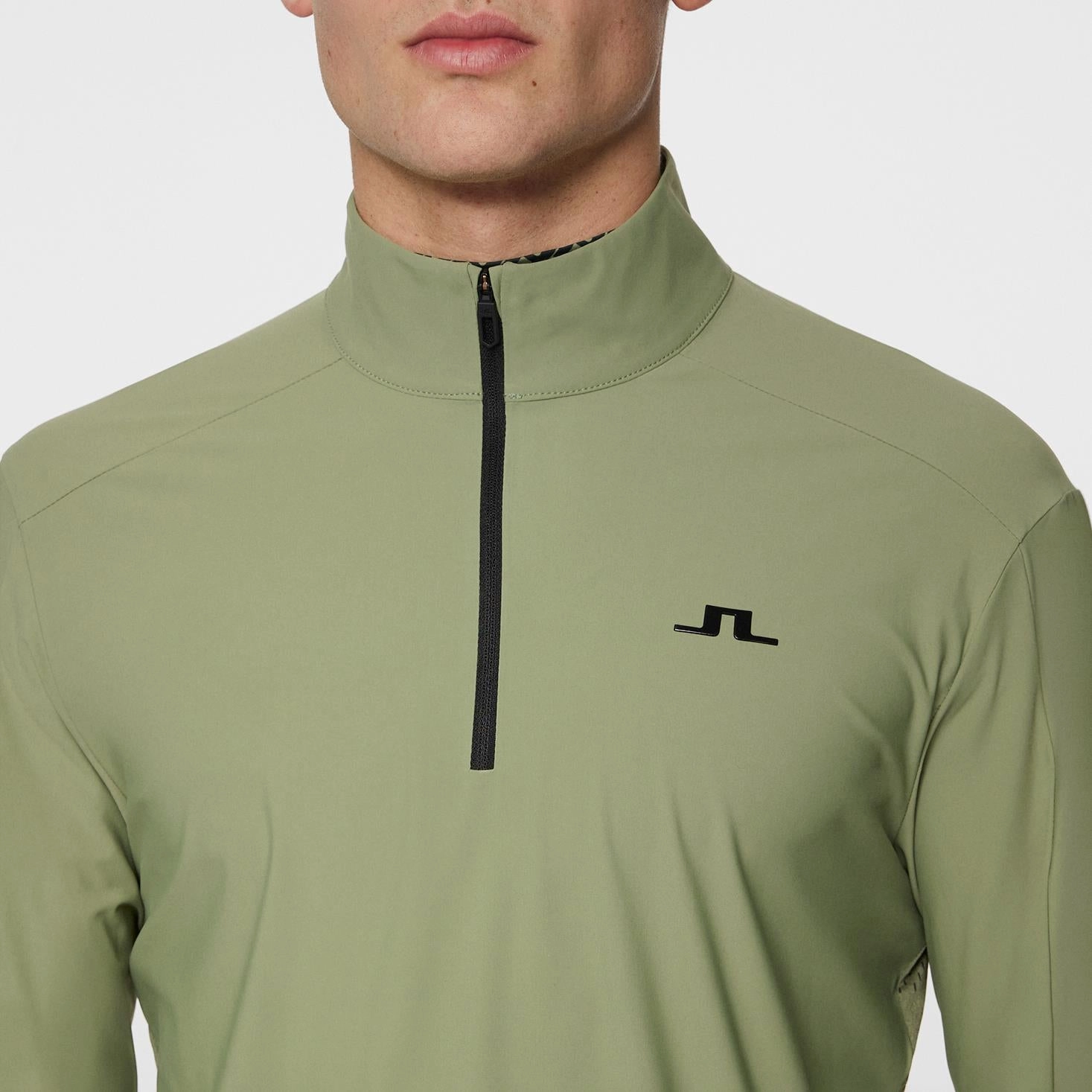 Ollie Tech Quarter Zip Mid Layer Oil Green J.Lindeberg Golfwear for Men