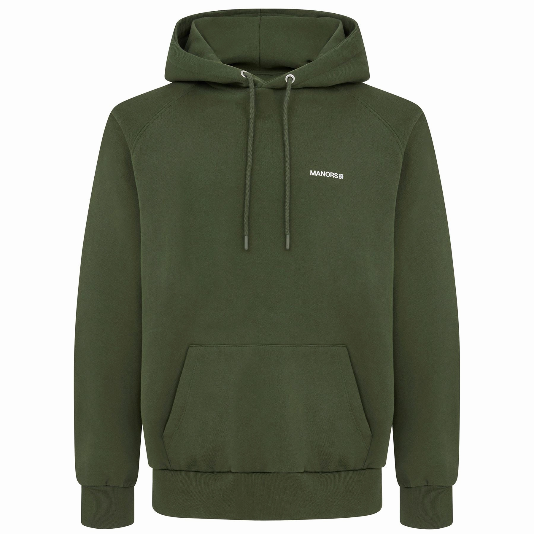 Organic Knitted Cotton Logo Hoodie Green Manors mens classic apparel