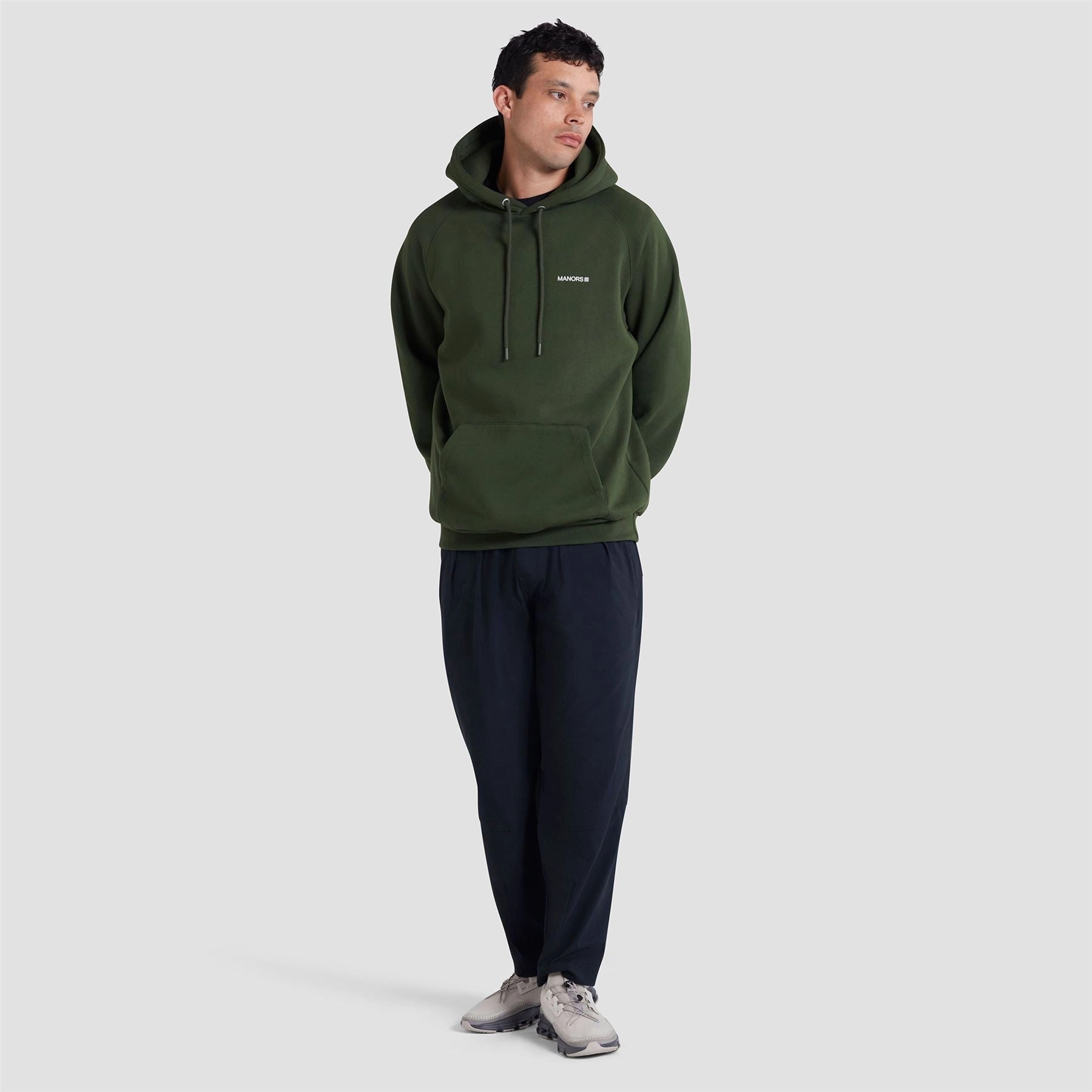 Organic Knitted Cotton Logo Hoodie Green Manors Men's Classic Apparel