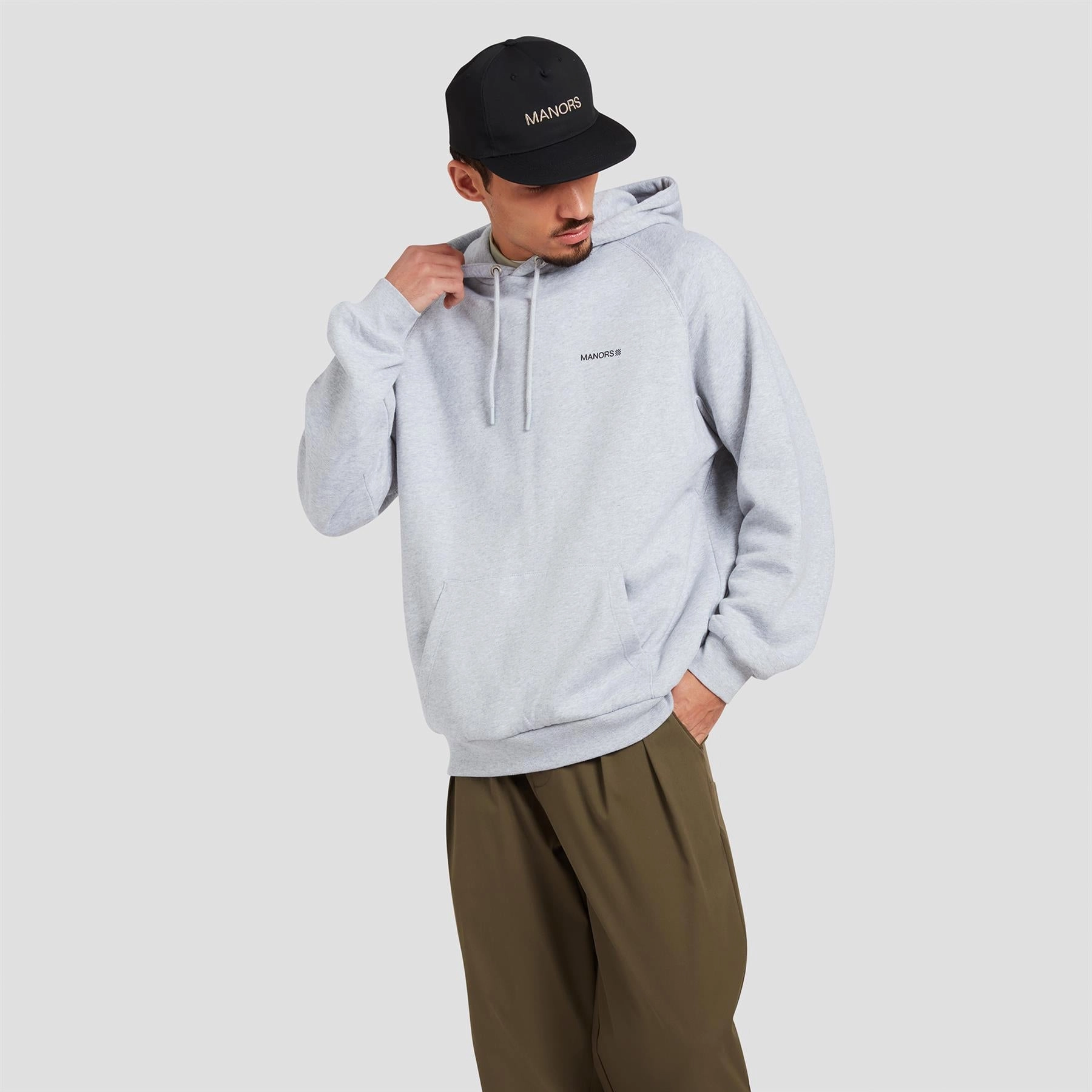 Organic Logo Hoodie Grey Manors mens classic apparel