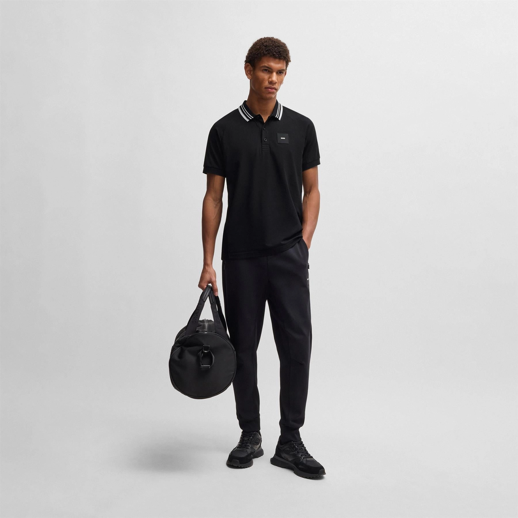 Paddy Rib Polo Black Boss Men's Fashion