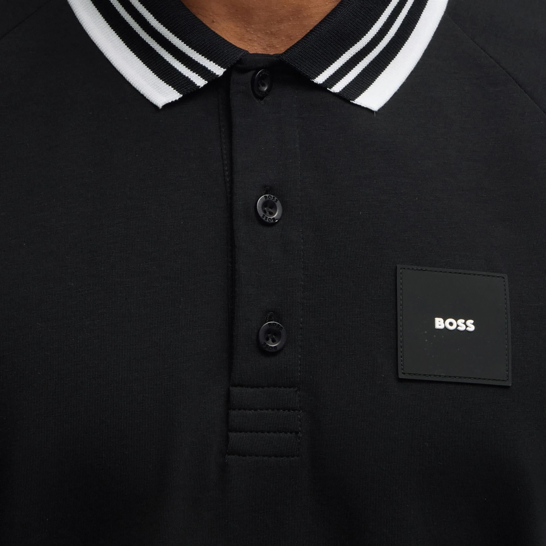 Paddy Rib Polo Black Boss Men's Fashion