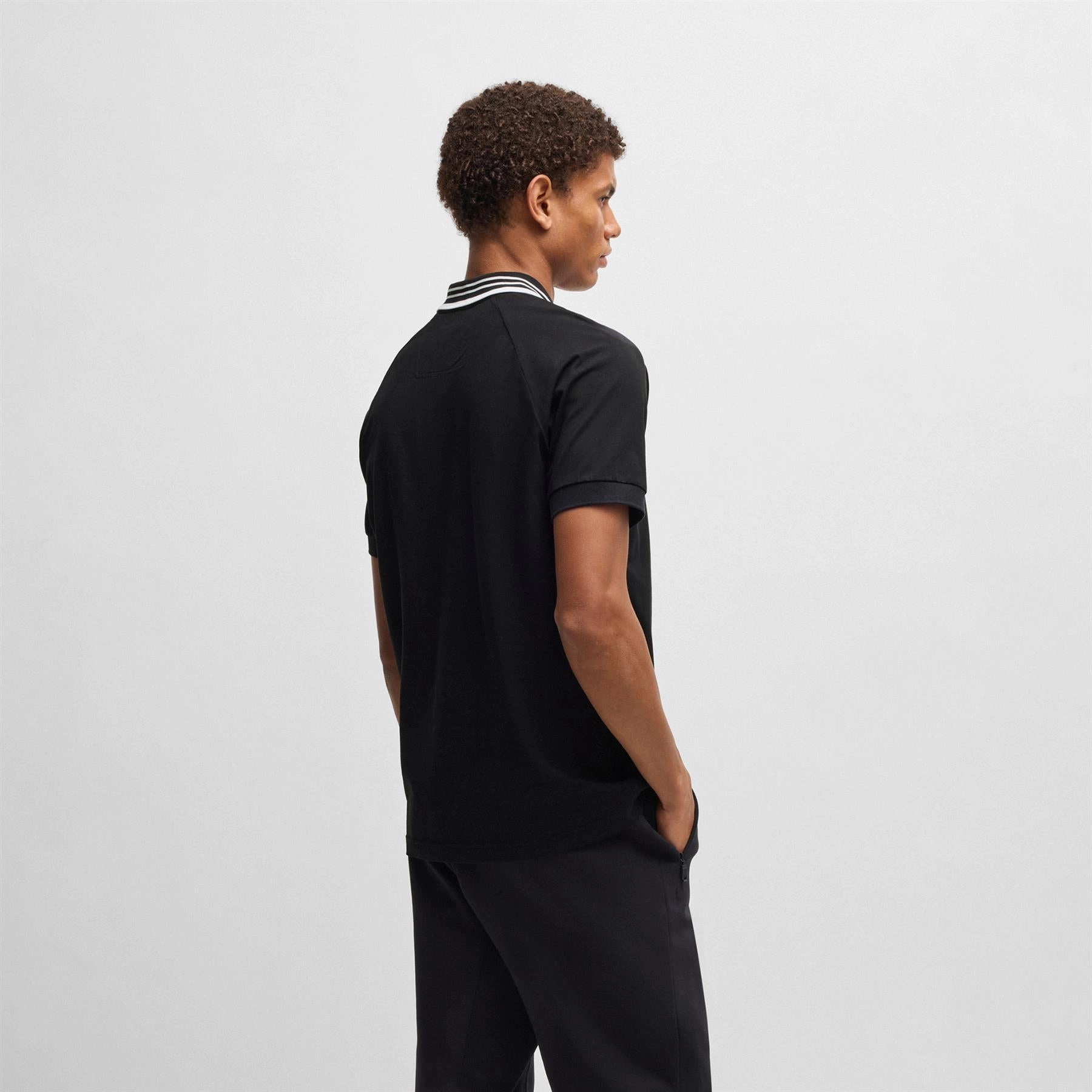 Paddy Rib Polo Black Boss Men's Fashion