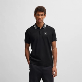 Paddy Rib Polo Black Boss men's fashion and office attire