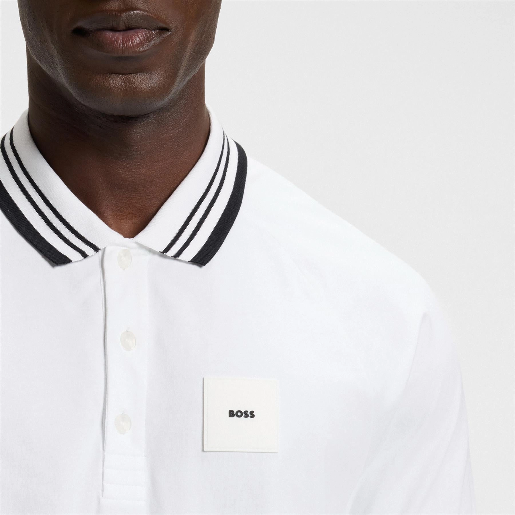 Paddy Rib Polo White Boss Men's Fashion