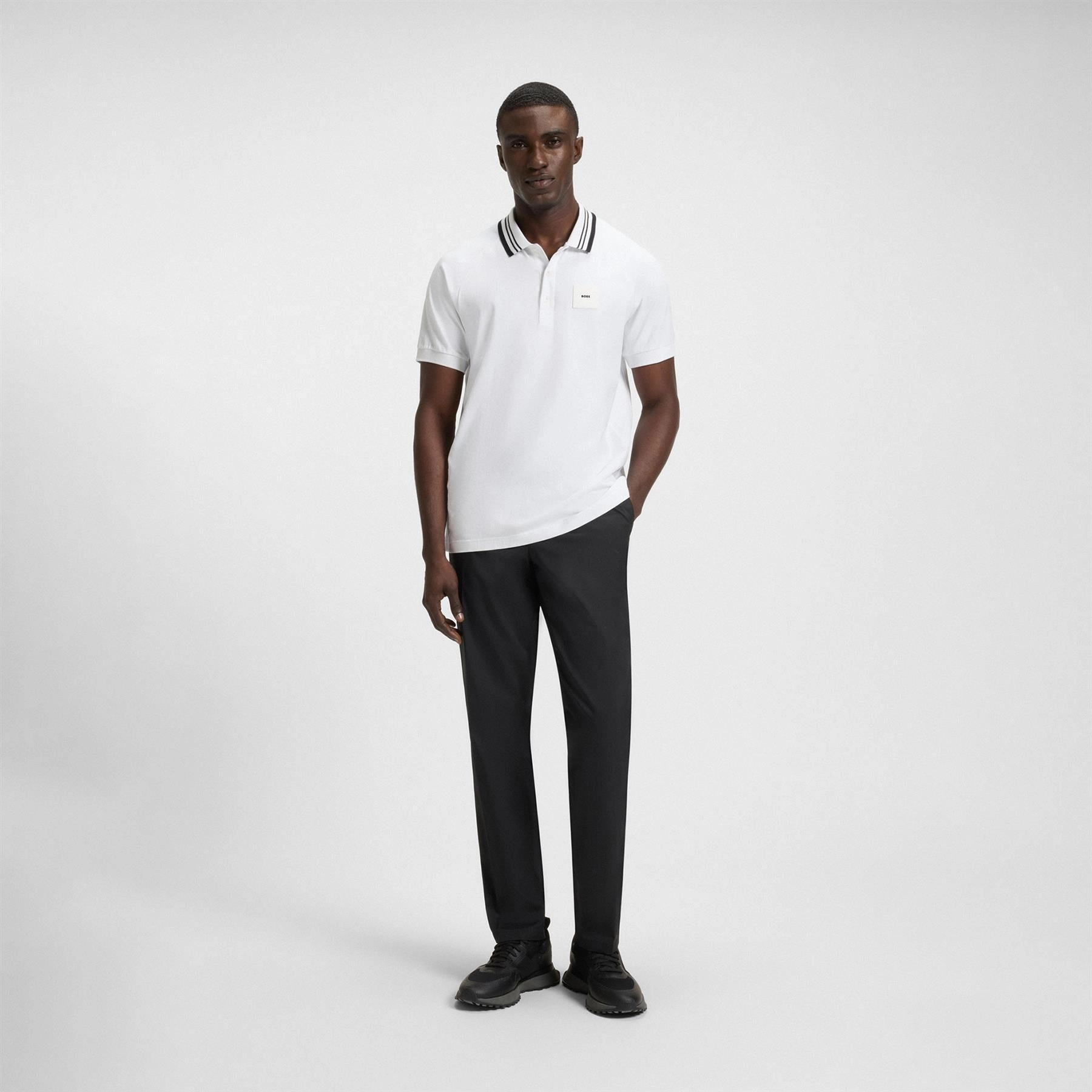 Paddy Rib Polo White Boss Men's Fashion