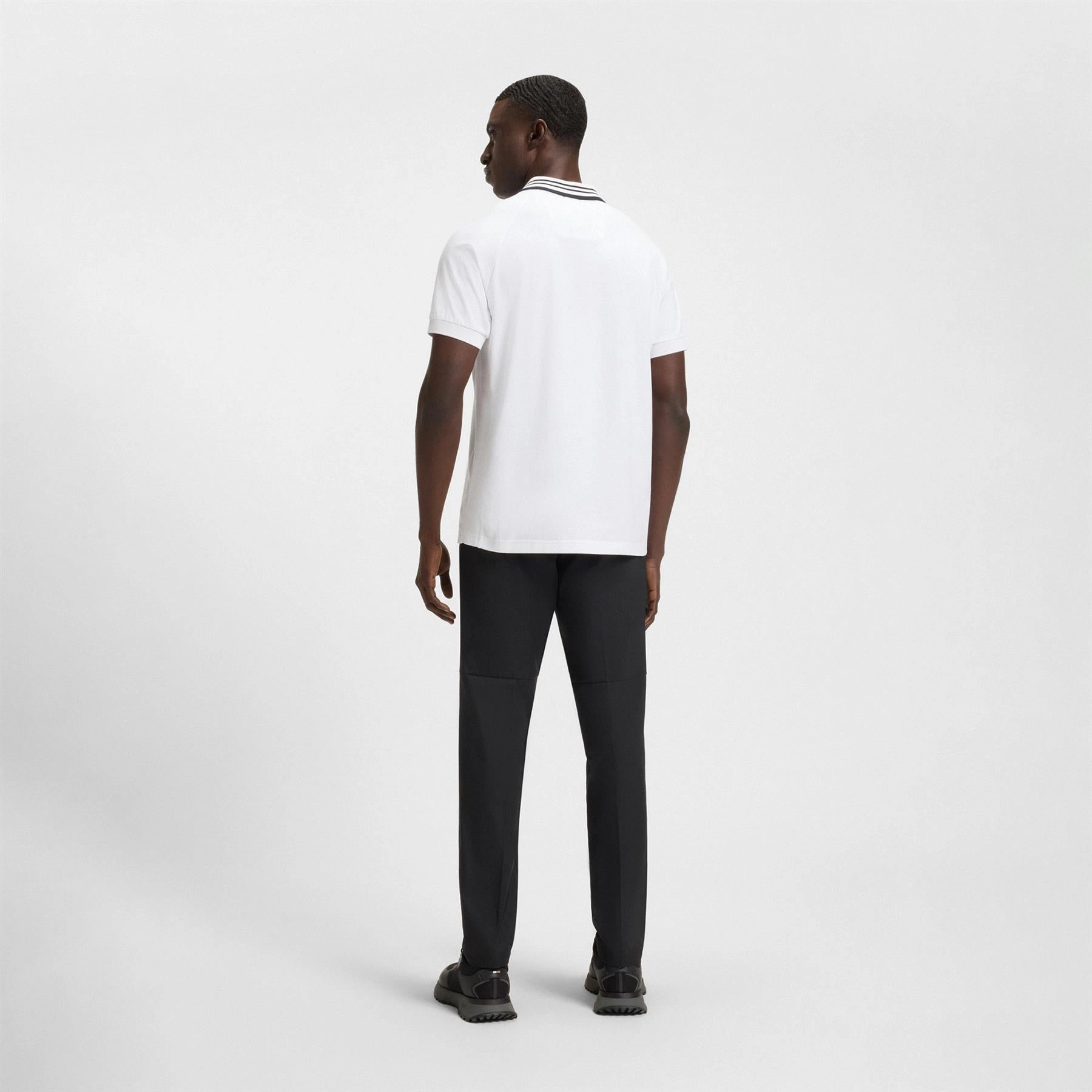 Paddy Rib Polo White Boss Men's Fashion