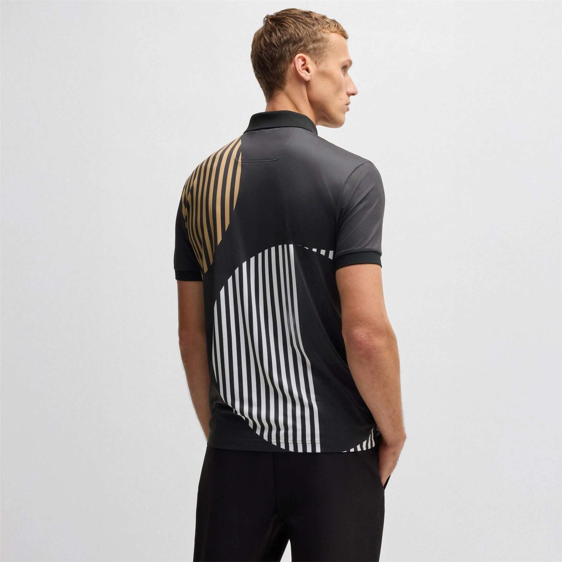 Paddy Striped Cotton 1 Polo Black Boss Men's Fashion