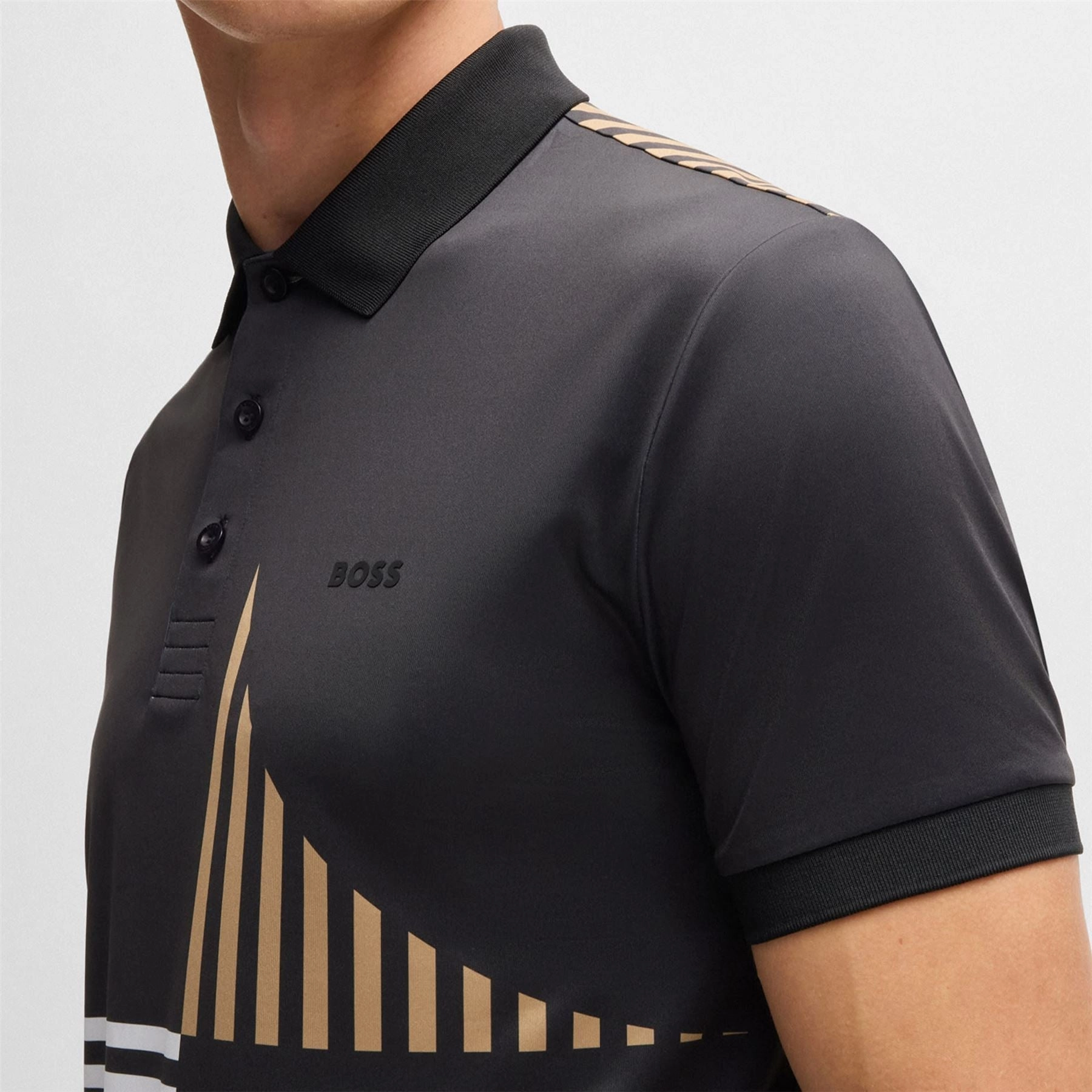 Paddy Striped Cotton 1 Polo Black Boss Men's Fashion