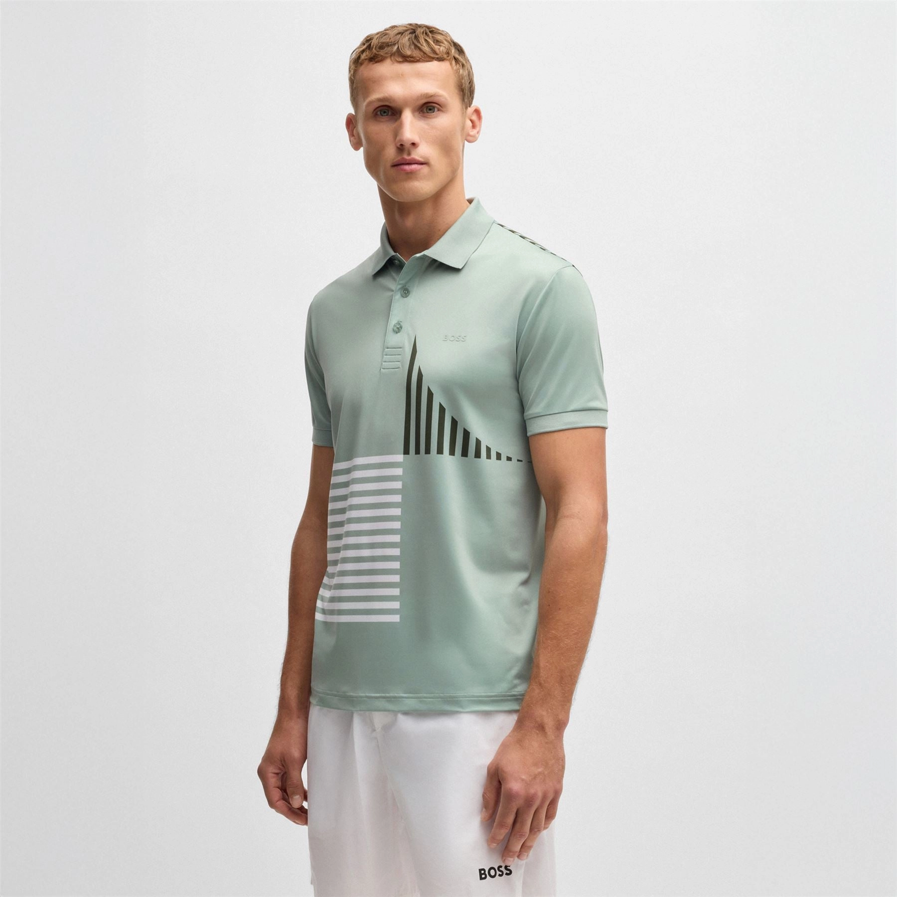 Paddy Striped Cotton 1 Polo Open Green Boss men's fashion and office attire