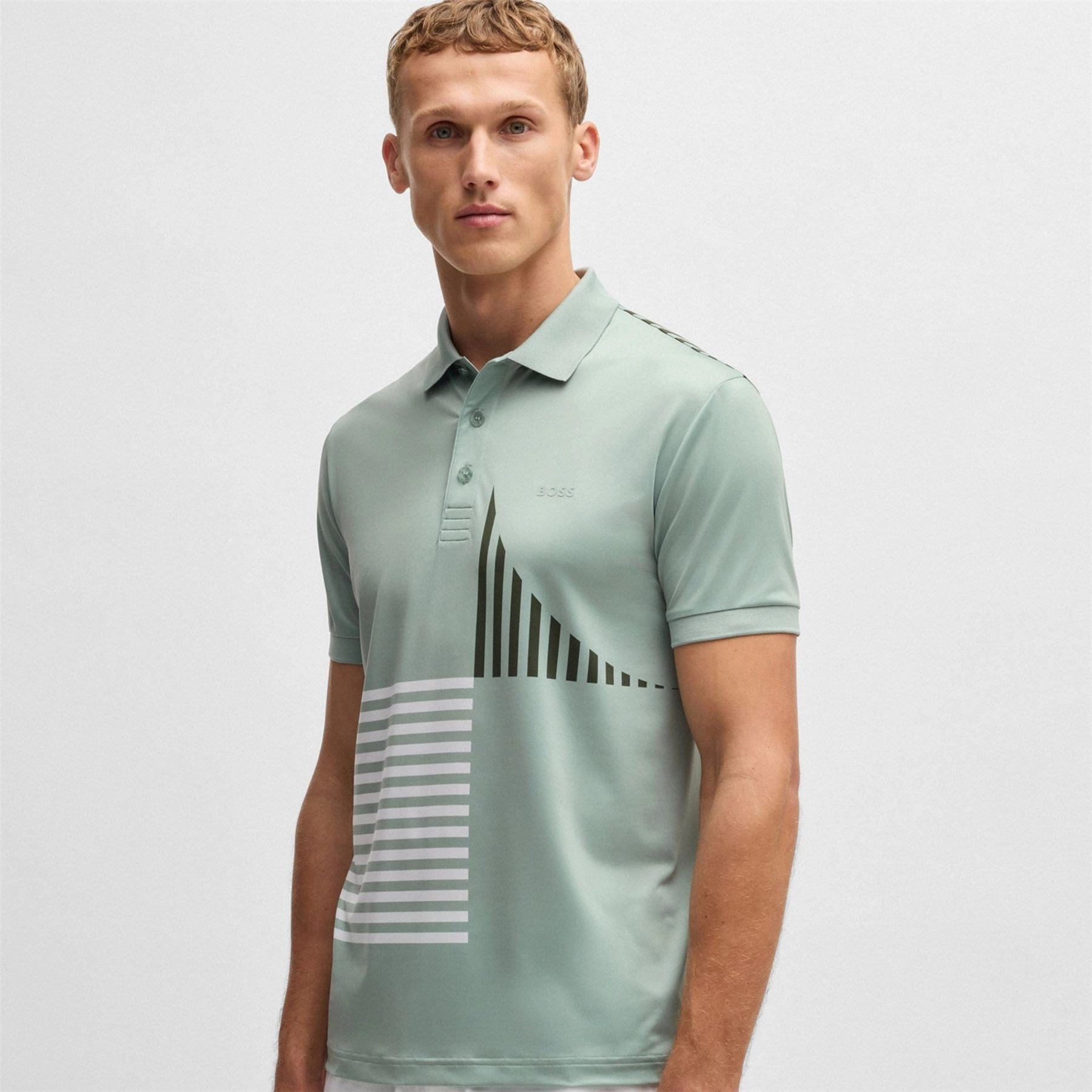 Paddy Striped Cotton 1 Polo Open Green Boss Men's Fashion