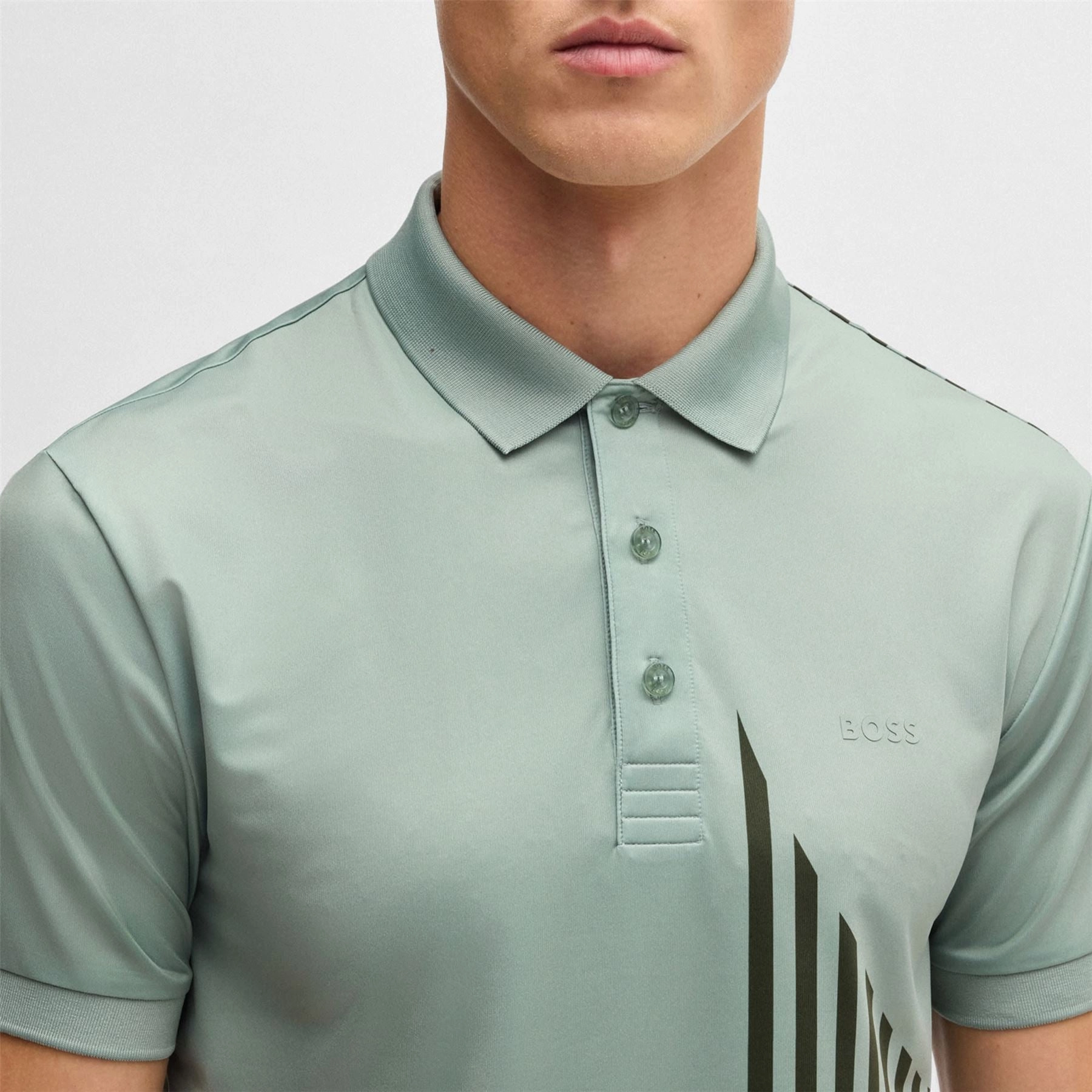 Paddy Striped Cotton 1 Polo Open Green Boss Men's Fashion