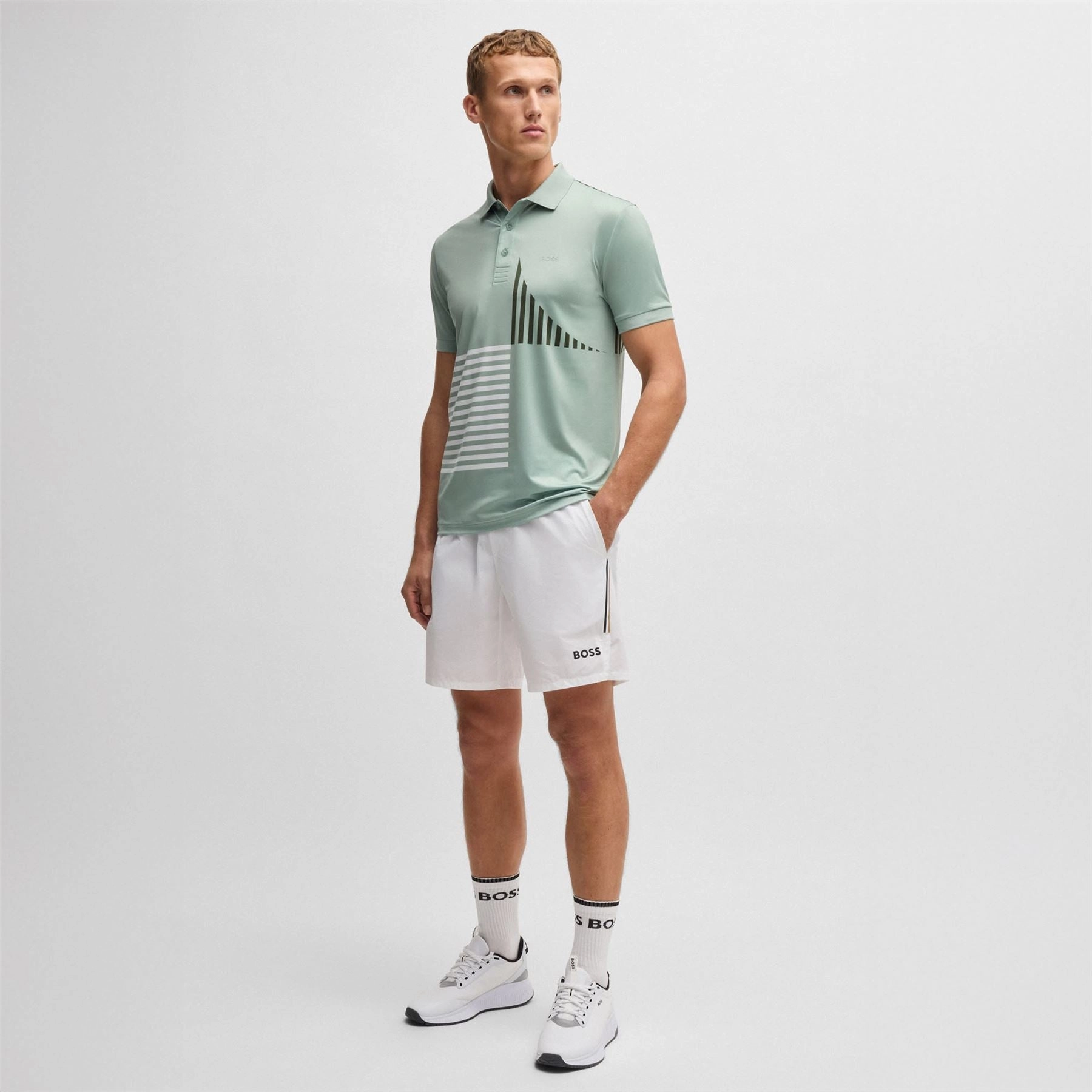 Paddy Striped Cotton 1 Polo Open Green Boss Men's Fashion
