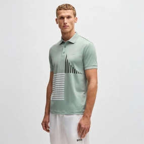 Paddy Striped Cotton 1 Polo Open Green Boss men's fashion and office attire