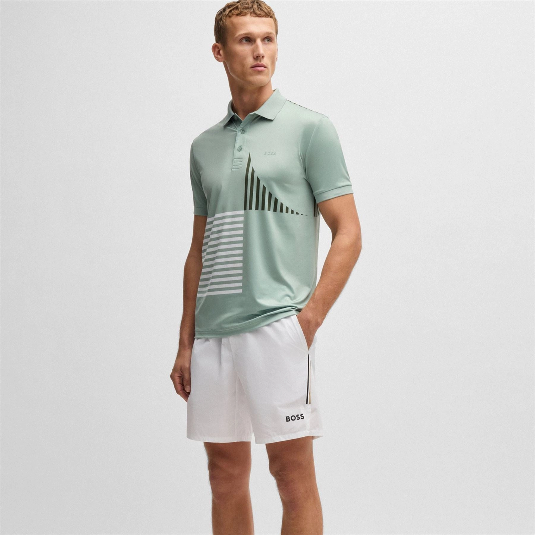 Paddy Striped Cotton 1 Polo Open Green Boss Men's Fashion